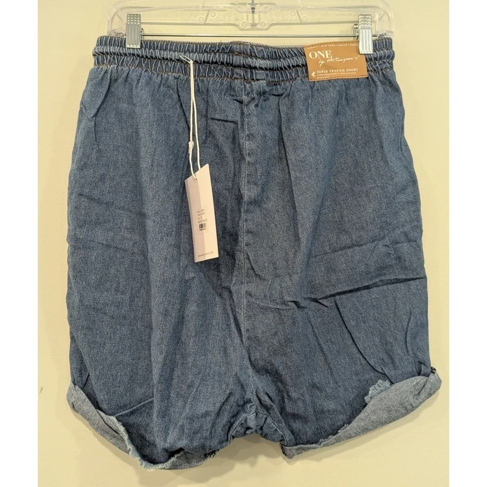 NWT Anthropologie X One Super Trackie Denim Shorts Size XS - Picture 2 of 12